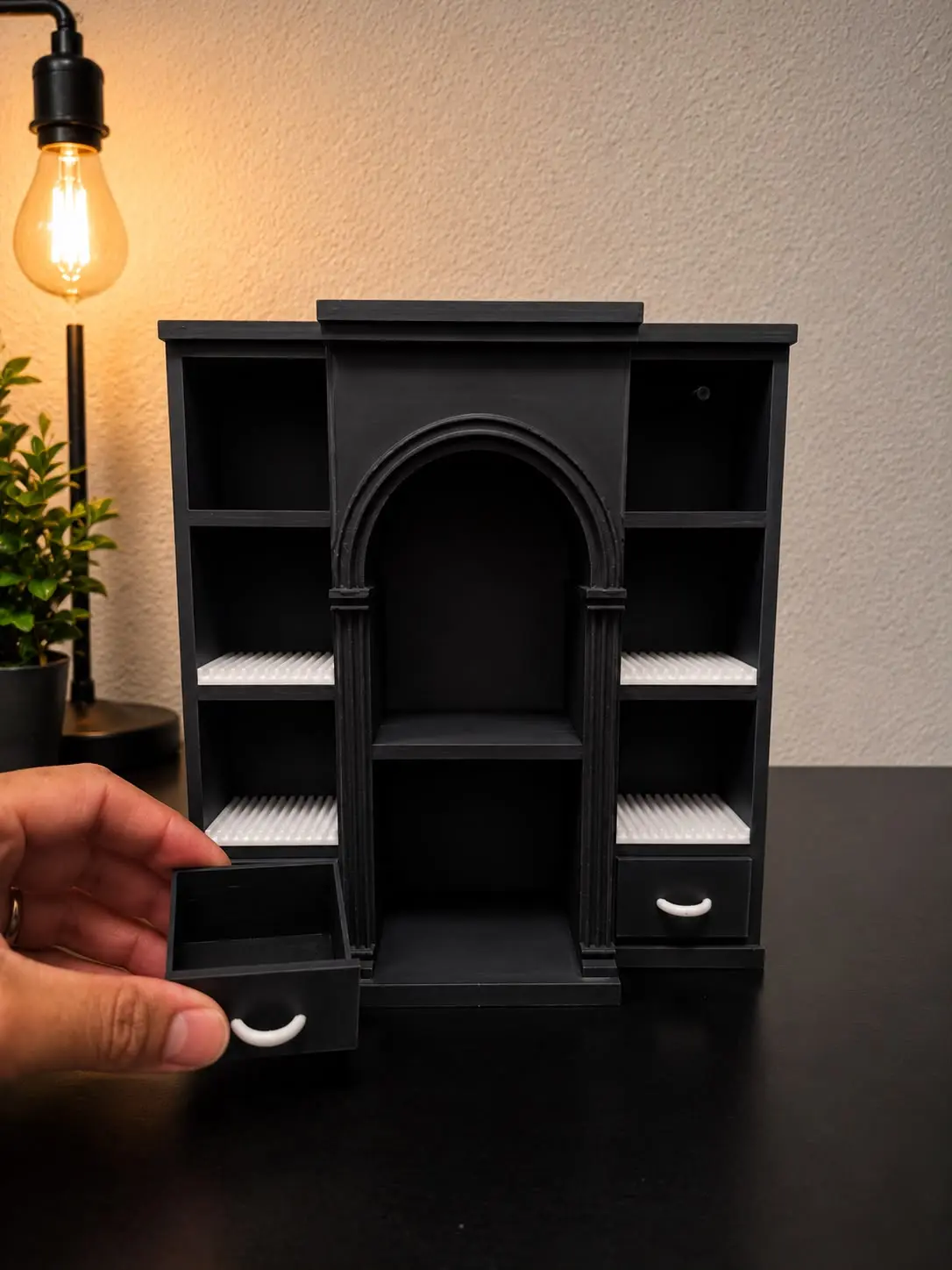 Mini Black Vinyl Shelf with 4 Slots (Items not Included)