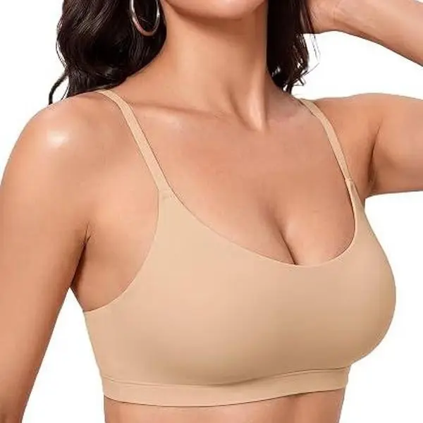 Women Soft Bralette Wireless Unlined Cami Bra | No Padding, Seamless, No Underwire, Scoop Neck, Pullover Style, Dual-layer Stretch, Comfortable for Sleep, T-Shirts, Everyday