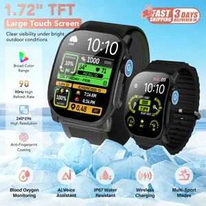 Fashion 1.72” HD Display Smartwatch for iPhone/Andriod Bluetooth Calling, Message Reminder, Outdoor Fitness & Health Tracking, Multi-Sport Modes, Wearable