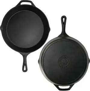 12 Inch Pre-Seasoned Cast Iron Skillet with Handle Cover No Brand