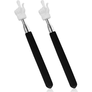 2 count Telescopic Teachers Pointer, Extendable Hand Pointer Finger Pointer Stick, Mini Retractable Classroom Pointer for Elementary School  Teacher, Classroom Supplies (Black)