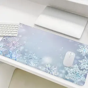 Ice and Snow Theme Mouse Pad, Rectangle Gaming Mouse Pad, Office Desk Keyboard Mat for Home Office Game Room Desk, Cute Desk Accessories