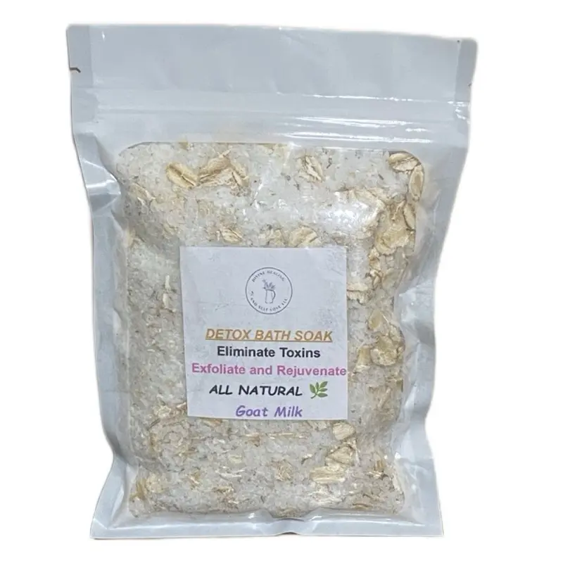 Detox Bath Soak: Cleanse Toxins Exfoliate Rejuvenate Moisturize with Organic Goat Milk All Natural Formula Cleanser Cleansing Eczema Moisture Moisturizer Body Care Smoother Vitamins Hydrating