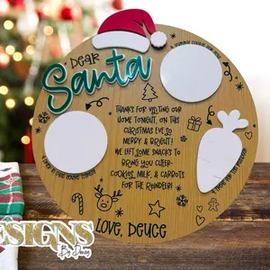 Santa Cookie Tray • Christmas Eve Cookie Tray • Custom Santa Cookie Plate • Milk & Cookies Board • Reindeer Treat Plate