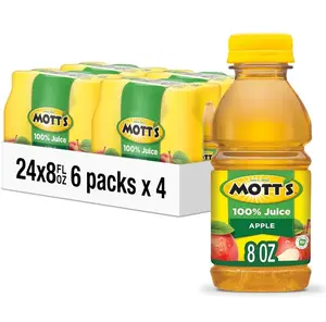 Mott's 100% Original Apple Juice, 8 Fl Oz Bottles, 24 Count (4 Packs Of 6), 2 Servings Of Fruit, 100% Fruit Juice, Gluten-free, Caffeine-free, Kosher, Contains No Artificial Colors Or Sweeteners