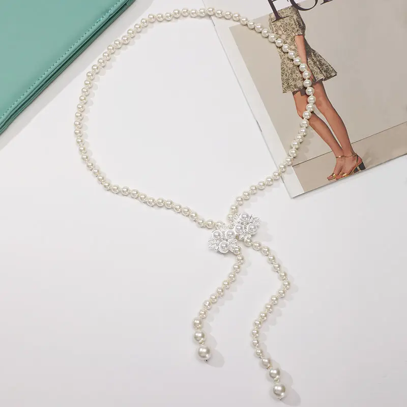 Tweed Style Pearl Waist Chain Decoration Summer Dress High-End Elegant Accessible Luxury Style Fashionable Simple Pearl Chain