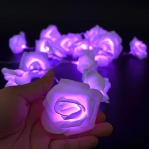Purple Rose Flower Shaped String Lights For Christmas Halloween Wedding Garden Party Decoration | 9 pcs a pack | US Seller