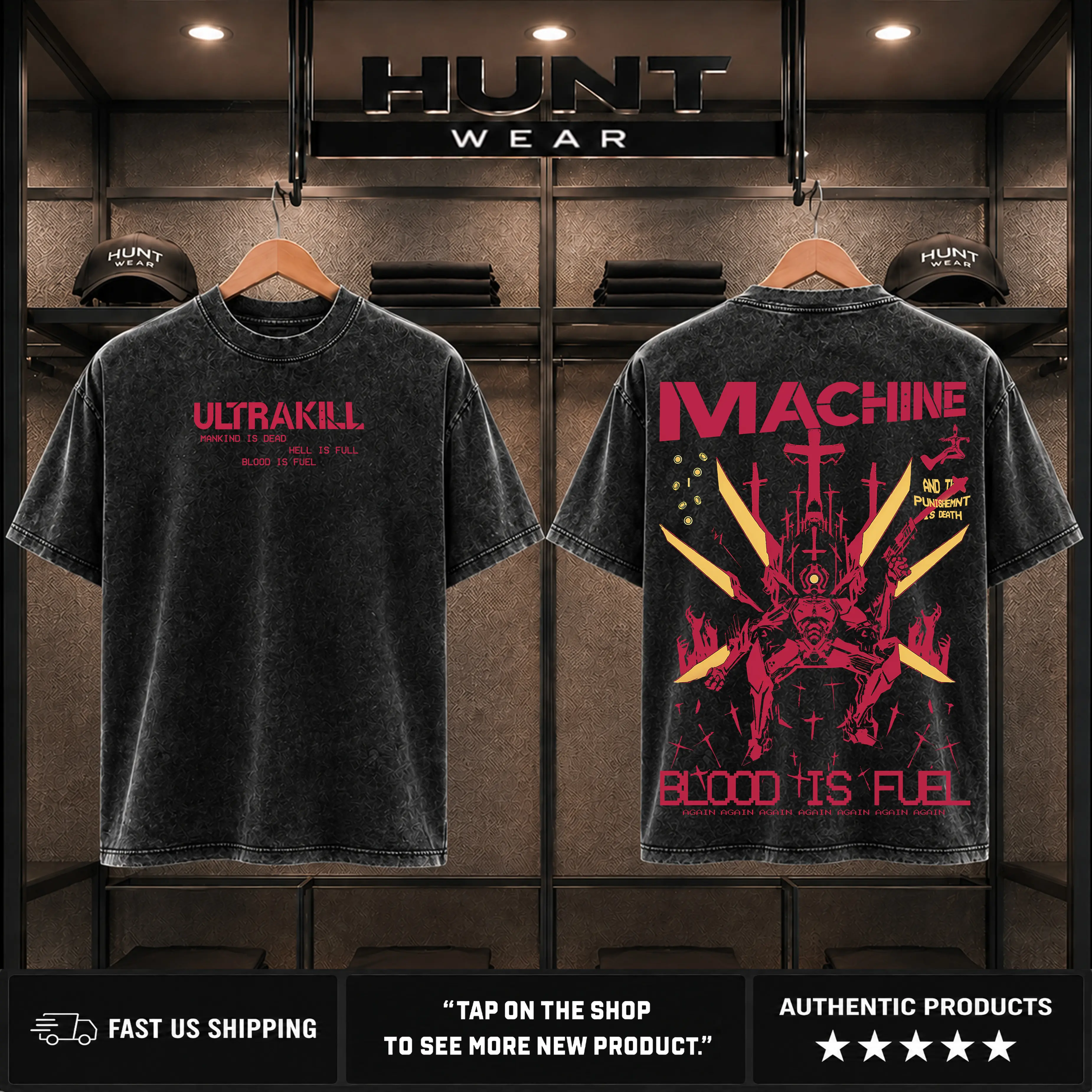 Ultrakill Blood Is Fuel Graphic Hoodie/T-shirt, Vintage Acid Wash Streetwear, Retro Indie Gaming Pullover, Cyber-Grind Aesthetic Heavyweight Sweatshirt tee