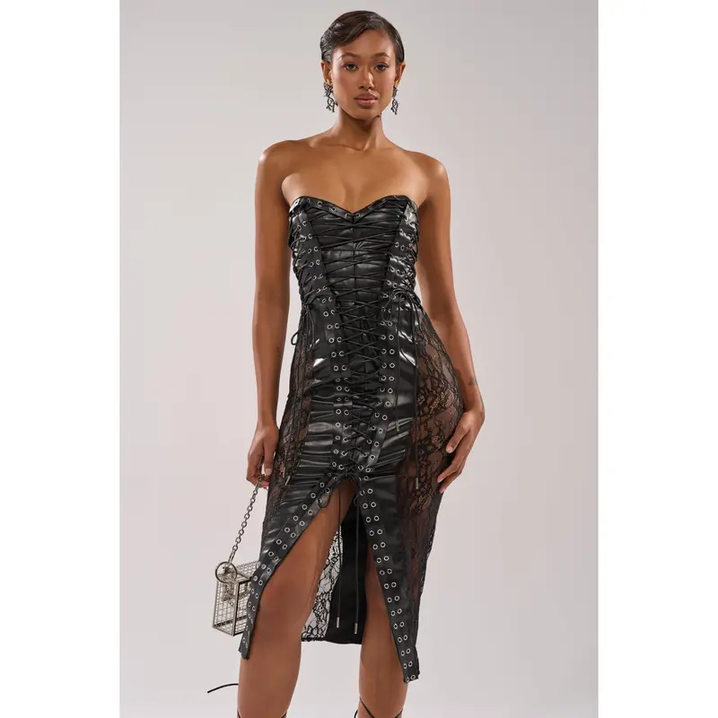 slim fit dress slacks Sexy Black Faux Leather Key-Hole Back Padded Midi Dress  SEXY AFFORDABLE  CLOTHING