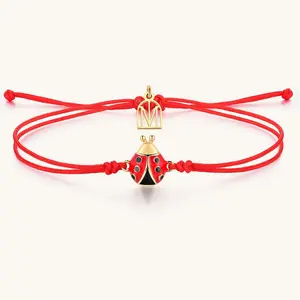 Ladybug - Thread of Blessings Red String Bracelet with Gold Charm Jewelry for Daily Affirmation