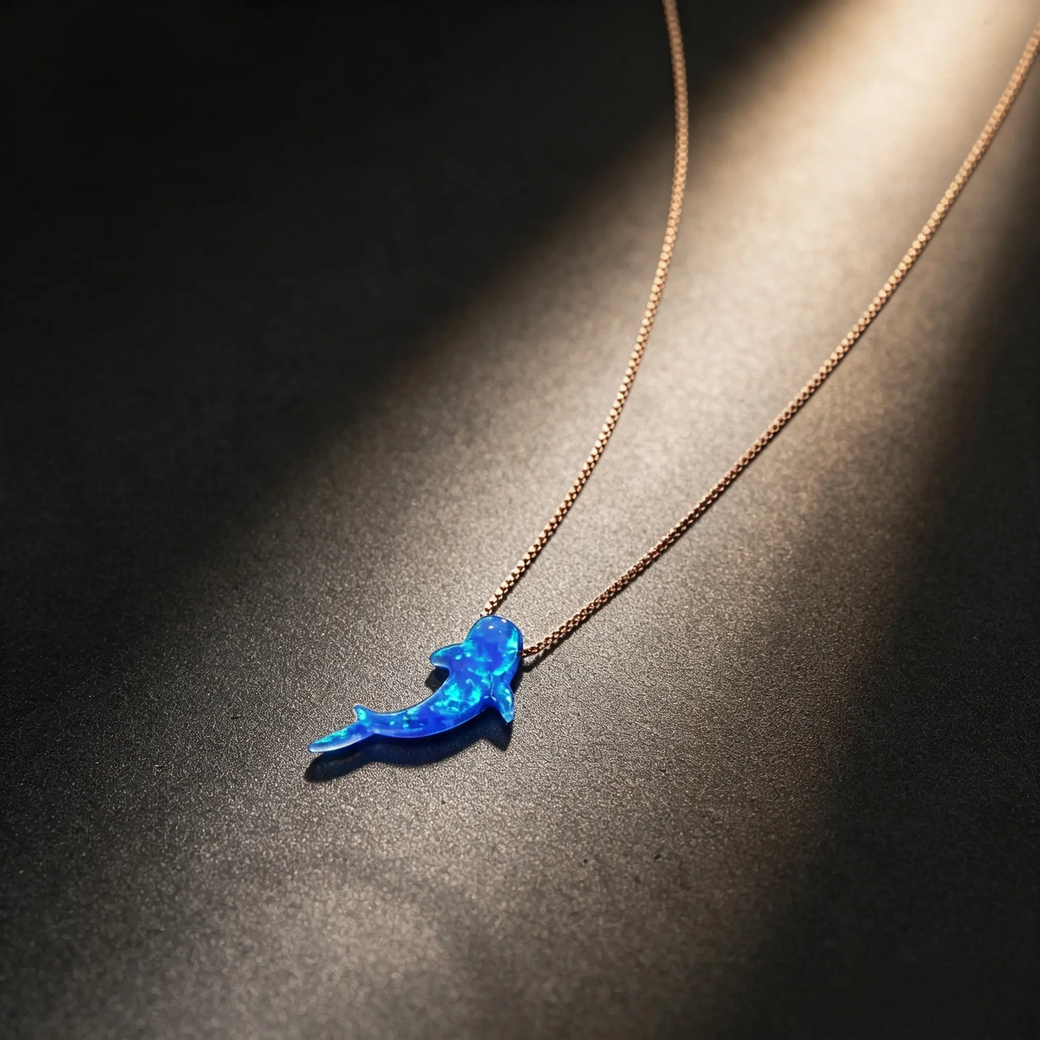 Blue Synthetic Opal Whale Shark Necklace, 14K Gold Plated Dainty Ocean Animal Pendant Necklace, Minimalist Sea Creature Jewelry Gift for Ocean Lovers
