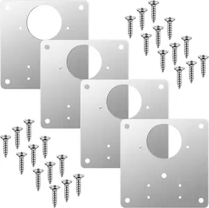 Cabinet Door Hinge Repair Plate,  4 Pack Stainless Steel Hinge Repair Reinforce Bracket Kit Kitchen Cupboard Hinge Door Fixing Plate with Mounting Screws