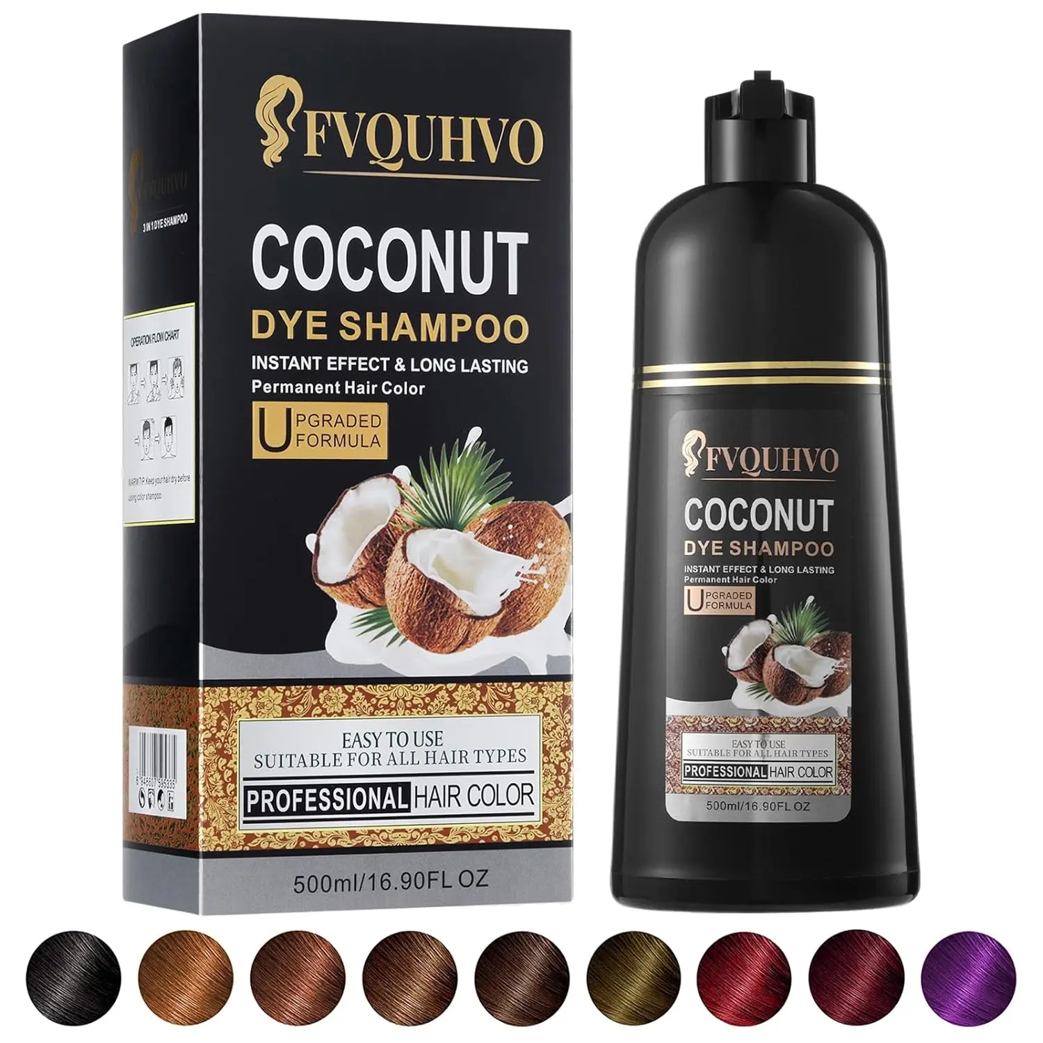 Coconut Black Hair DYe Color Shampoo 500ML Haircare Oil Coconut Black Hair DYe Color Shampoo 500ML Haircare Oil