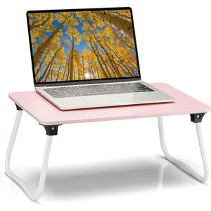 Ruxury Foldable Lap Desk Laptop Stand Bed Desk Table Tray, Breakfast Serving Tray, Portable & Lightweight Mini Table, Lap Tablet Desk for Sofa Couch Floor - Pink