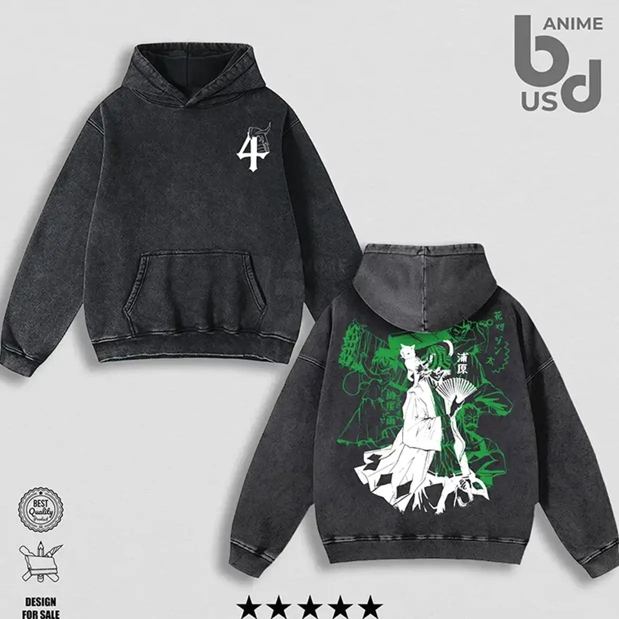 Kisuke Urahara Bleach Washed Hoodie Oversize Unisex, Double Printed Streetwear Anime Merch Gift For Fan X0L