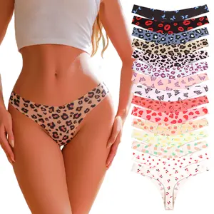 FINETOO 15PCS Leopard & Polka Dot Thongs for Women Comfort Low Waist S-XL Comfortable Fit Soft and Snug Trendy Fashion Cute Print Panties Womenswear