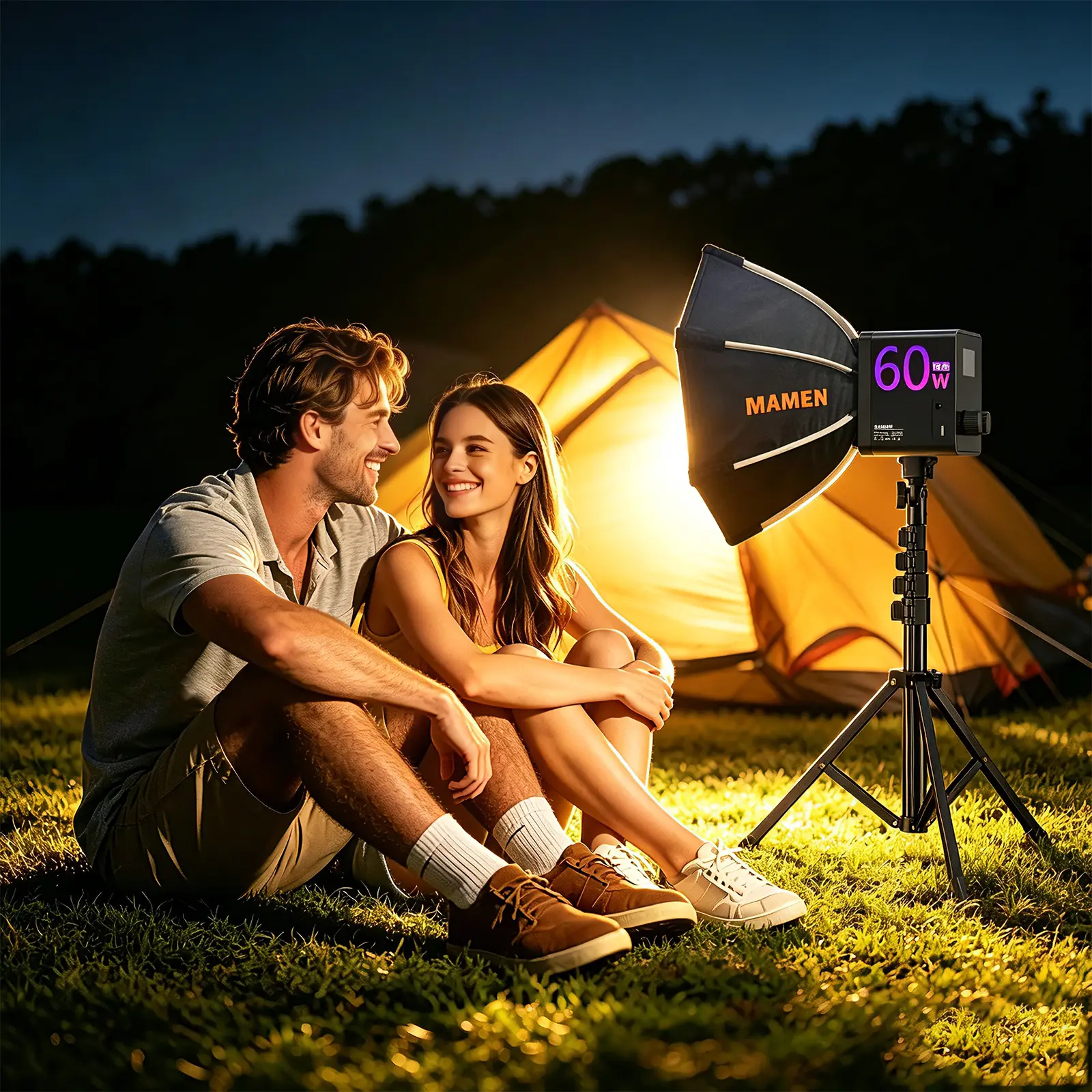 X.MAMEN M 60W RGB COB Camera Video Light, Portable Rechargeable 1.9 lbs Photography Light with 13400mAh Battery, Bi-Color CCT, 24 Scene Effects, Bowens Mount for Cameras & Smartphones, TikTok Live Streaming
