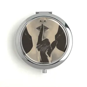 Vintage Whisper 1950's Glamour Whispering Pop Art Metal Pill Box Travel Pill Box Vitamin Organizer Built-in Makeup Mirror Unique Design Inner Diameter 60mm