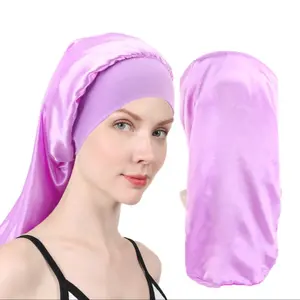 Women's Long Satin Sleep Cap, Double-Layer Hair Care Night Hat, Soft & Comfortable for All Hair Types, Hypoallergenic Polyester, Hair Bonnet for Sleeping