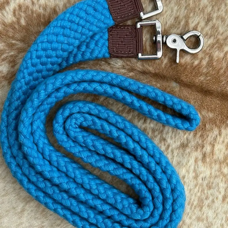 Teal Cotton Flat Cotton 7’ Contest Barrel Roping Trail Style Rein