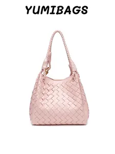 Women Woven Bucket Bag Large Capacity Vintage Plaid British Style Shoulder Crossbody Handbag Stylish Casual Work Travel Daily Bag Fashionable Crossbody Bag Trendy Shoulder Bag