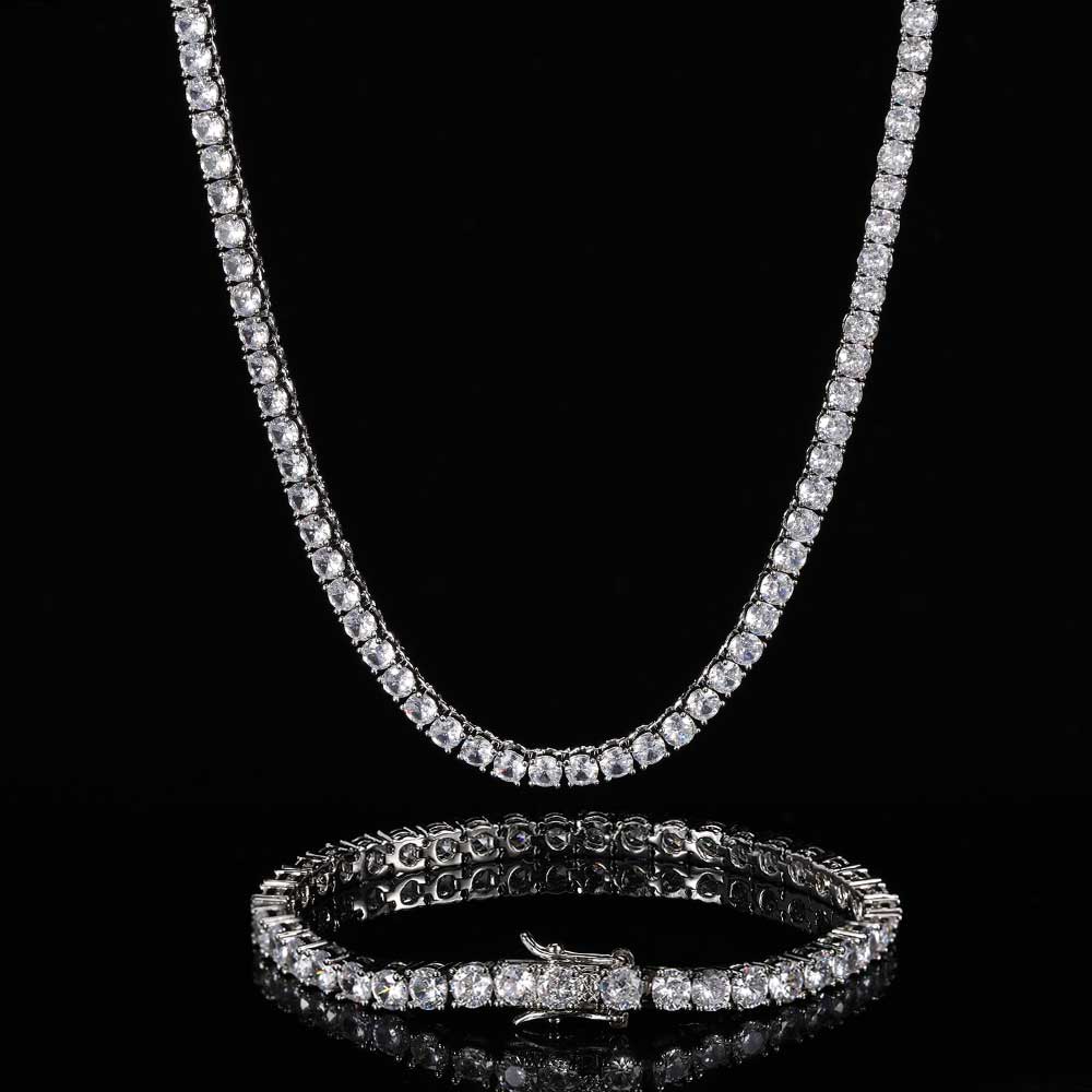 Hip Hop Jewelry 1 Row Iced Out Tennis Chain Bling CZ Men Diamond Cubic Zirconia Choker Necklace Women Drop Shipping