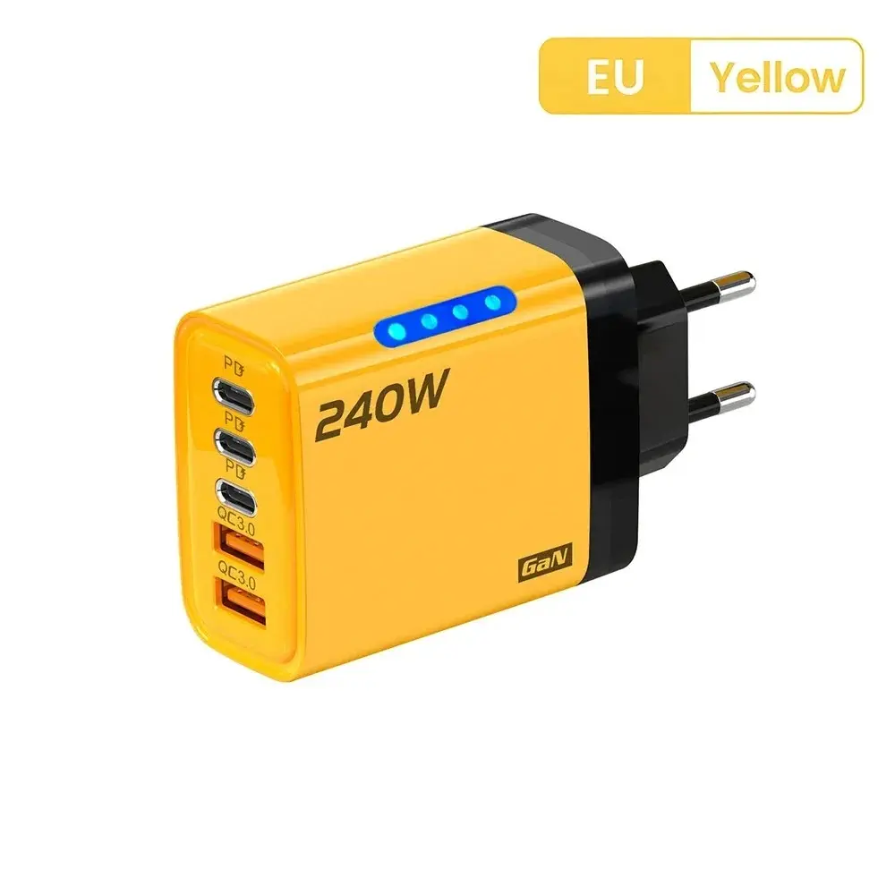 240W 5 Ports USB C Charger Quick Charge3.0 Type C PD Phone Charger For US Plug Fast Charge Wall Charger