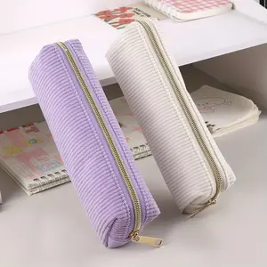 High-Quality Corduroy Pencil Pouch, Spacious Durable Polyester with Zipper Pull, Sleek Minimalist Design for Students & Professionals, Pencil Bag