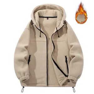 Men's Thick Warm Fleece Lined Hooded Soft Jacket - Windproof Waterproof Insulated Casual Sports Coat, Suitable for Outdoor Activities and Cold Weather, Machine Washable; Thick Comfortable Winter Wool Lining Warm Jacket, Western Style Men's Clothing