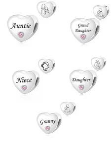 Heart-Shaped Copper Plated Silver Color Charm, Cute All-Over Print Design, Perfect Gift for Family, Daily Wear Jewelry