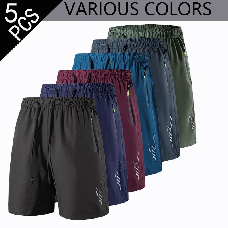 Men's Quick-Dry Sports Shorts Summer Loose Ice Silk Five-Footed Pants Gym Running Casual Plus-Size Elastic Beach Shorts