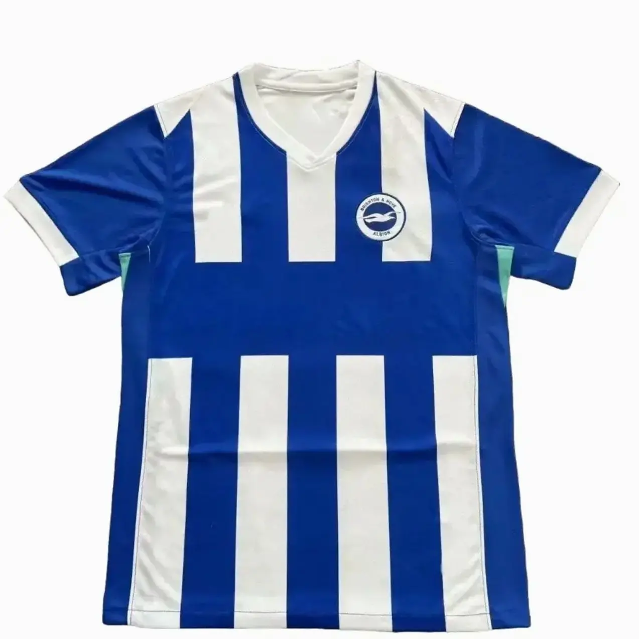 [FULL LOGO] - Brighton Home 25-26 Season Blue Soccer Sports Mesh Jersey Tee - Breathable Elastic Quick-Dry Fabric, S-2XL Sizes, Ready Stock, Affordable Professional Sports Clothing, Sports Jersey Tee - Personalization upon request