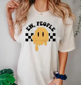 Ew People Comfort Colors Checkered Smiley Graphic Tee