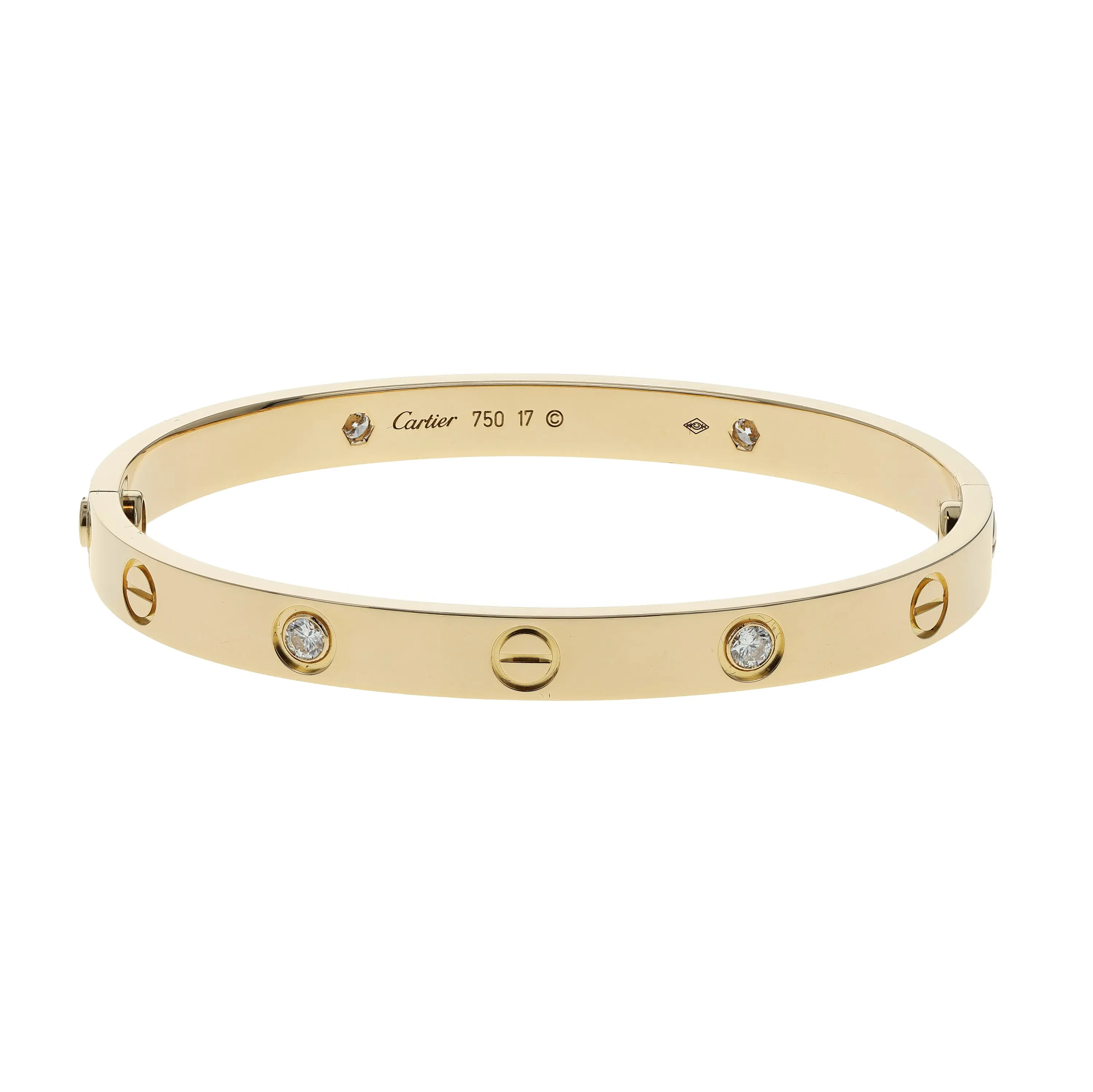 Pre-owned Cartier Love Bangle Bracelet Size 17