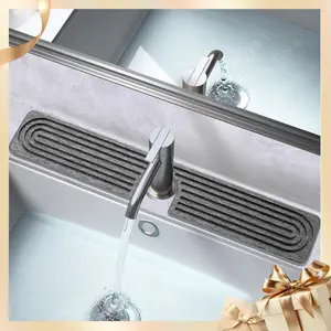 Stone Faucet Mat for Kitchen Sink, Diatomite Quick Dry Kitchen Sink Splash Guard, Durable Water Absorbent Stone Faucet Tray, Non-Slip Drying Mat for Bathroom Counter (Gray, 23.6" x 4") Cordless Stick Vacuum with LED Light Compact Multi-Age First Aid Kit