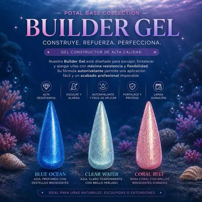 15g Mermaid Builder Gel - Glitter UV/LED Self-Leveling Gel for Nail Extensions
