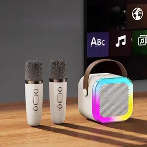 Wireless for Microphone Speaker with Alarm Clock & Voice Prompt Portable Home KTV Set for Children's Karaoke