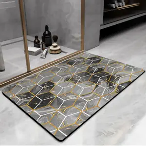 Marble Pattern Bath Mat, 1 Count Soft Water Absorbent Bathroom Floor Mat, Home Decor, Bathroom Decorative Mat