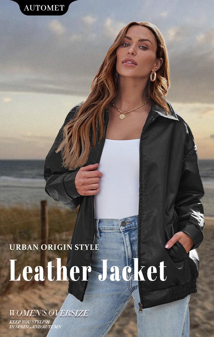 AUTOMET Womens Oversized Leather Jackets Faux Suede Fall Fashion Motorcycle Coats Winter Outfits Clothes 2024 Womenswear Tops Outdoorfun