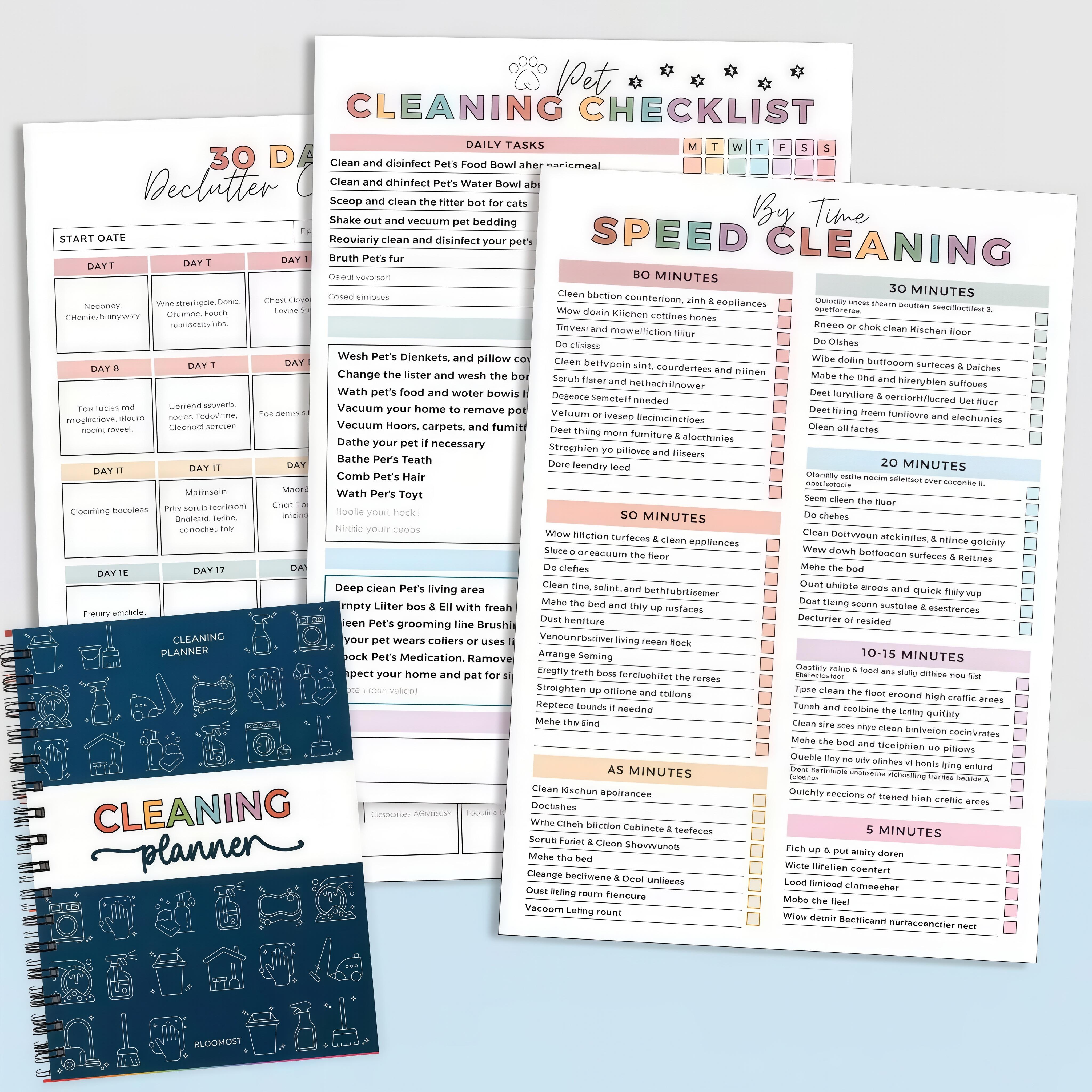 ADHD Cleaning Planner - Cleaning Schedule and Checklist Organizer for Adults and Teens - Daily, Weekly & Monthly Household Cleaning Checklist for ADHD Minds - Stress-Free Housework
