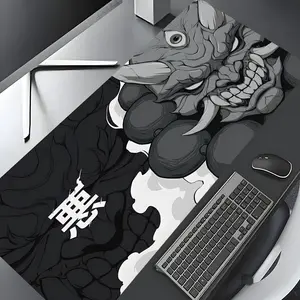 Dark Japanese evil spirit Large Gaming Mouse Pad, Aesthetic Desktop Drotection Pad,Washable Rubber Pad Non-Slip Lock Edge Multi-Size Mouse Pad Suitable For Home Office,Good Gift for Family and friends