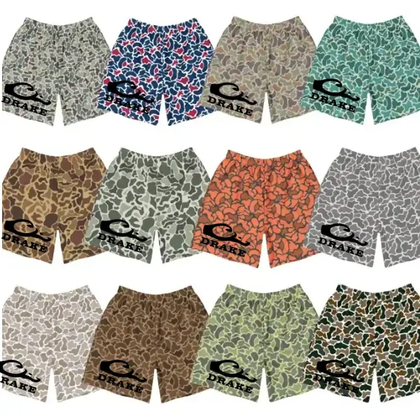 Trendy Men's Printed Mesh Shorts Featuring Blue Red White Paint Splatter Pattern – Comfortable Relaxed Fit, Soft Breathable Material, Flexible Elastic Waist, Ideal for Everyday Underwear, Lounging, Sleeping, and Casual Home Wear
