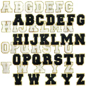 52Pcs Chenille Iron On Patches Letter A-Z Alphabet Embroidered Applique Cute Self Adhesive Accessories for Diy Clothing Projects