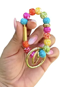 Handmade beaded keychain (Rainbow)