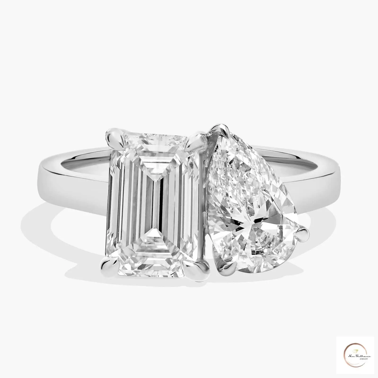 Emerald & Pear Lab Diamond Ring Emerald & Pear Lab Diamond Ring