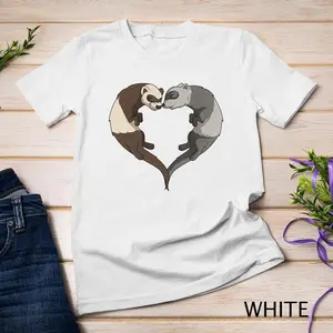 Ferrets Hearts Animal Lover Unisex Pure Cotton Couple T-shirt