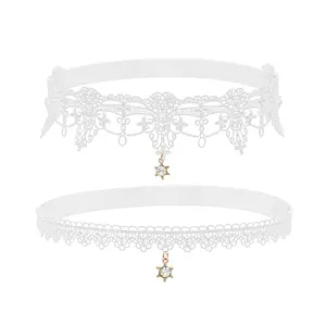 Zeelina White Lace Garter Set Bridal Wedding Sexy Garters Stretch Rhinestone Accessories for Women Easter Party Prom