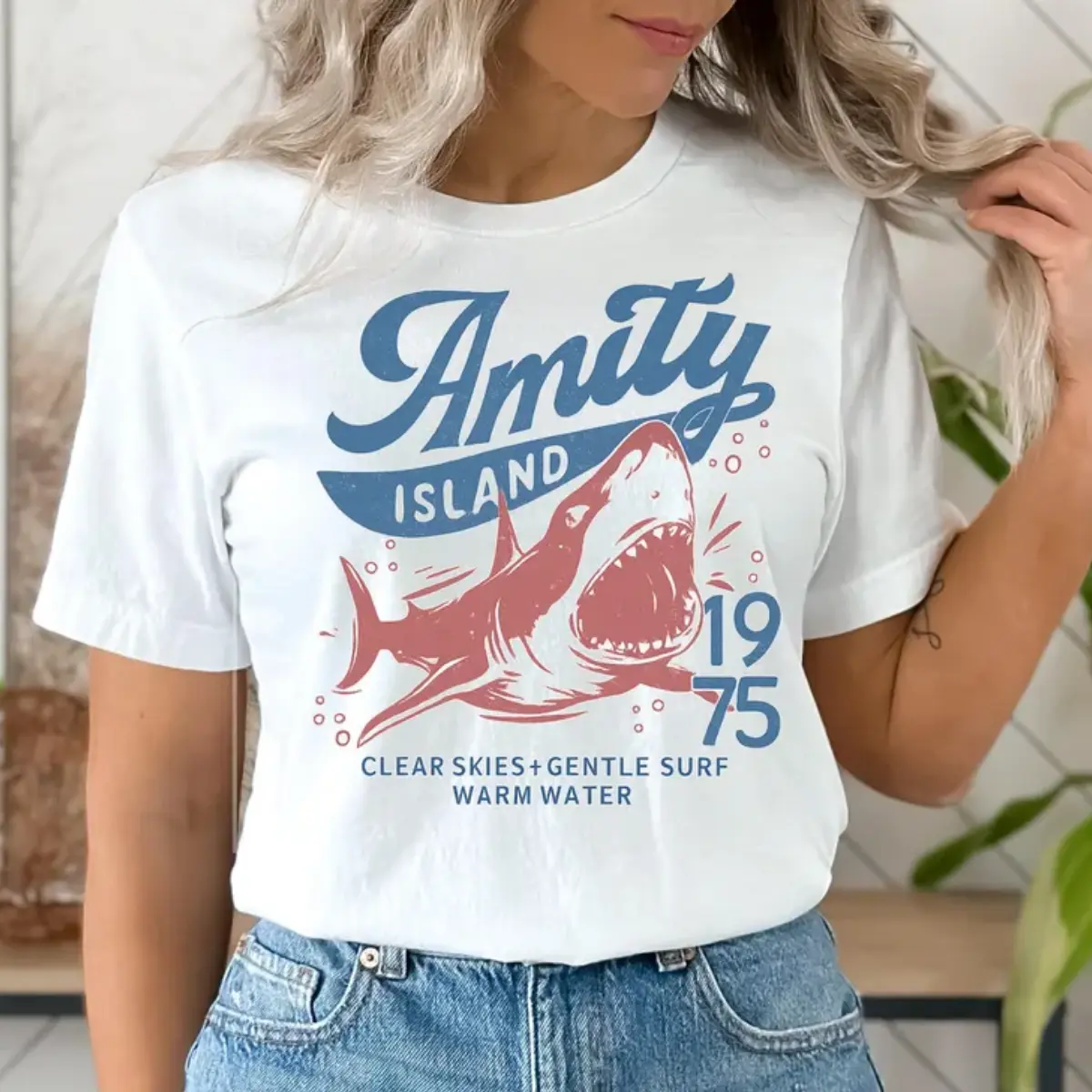 Jaws Amity Island 1975 Unisex Tee, Movie Inspired Gift, Cotton T-Shirt for Film Buffs, Retro Summer Shirt, Vintage Beach Tee