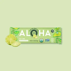 ALOHA Key Lime Protein Bar | 12 Bars | 14g Plant Protein, 4g Sugar | Certified USDA Organic, Vegan, Gluten-Free | Tastes Like Dessert + Healthy Snack