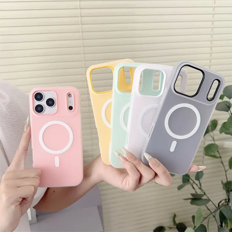 Case for iPhone 17 Pro Max 16 15 14 Plus 13 12 11 Pro Magnetic Magsafe (pop socket no support only Fit Flat wireless charging) Defender 2 In 1 Dual Layer Jelly Soft Matte Clear Silicone Hybrid Candy Color-Blocking PC Shockproof Luxury Back Cover